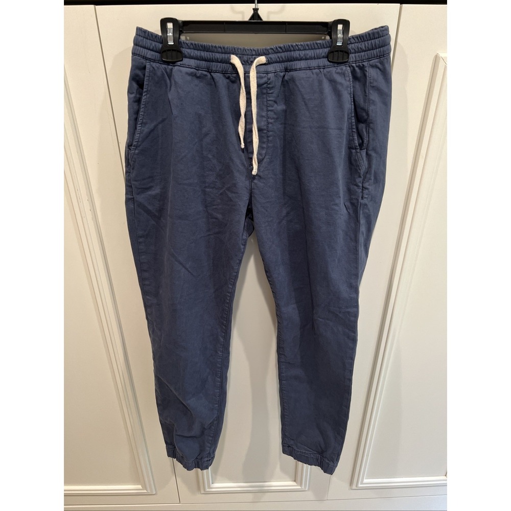 Marine Layer Slim Fit Jogger Pant Mens Large Blue Organic Cotton Pull On Coastal